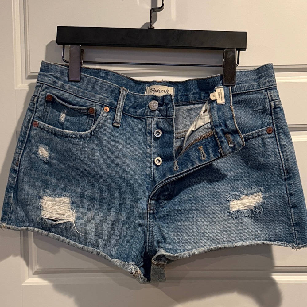 Madewell Distressed Blue Jean Shorts